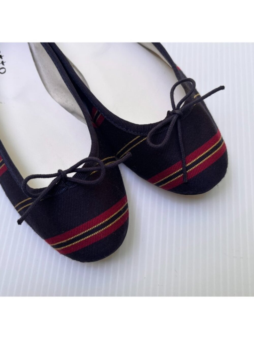 Repetto Cendrillon Striped Cotton Flats in Navy - Size 38 EU/Size 7-7.5 US - Picture 2 of 4